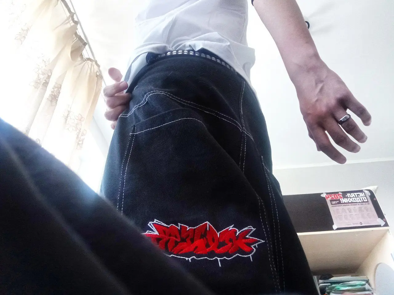

Wexwear Black Pants Men Women Hip Hop Embroidered Y2k Baggy Jeans Vintage 2000s Streetwear Harajuku High Waist Wide Trouser