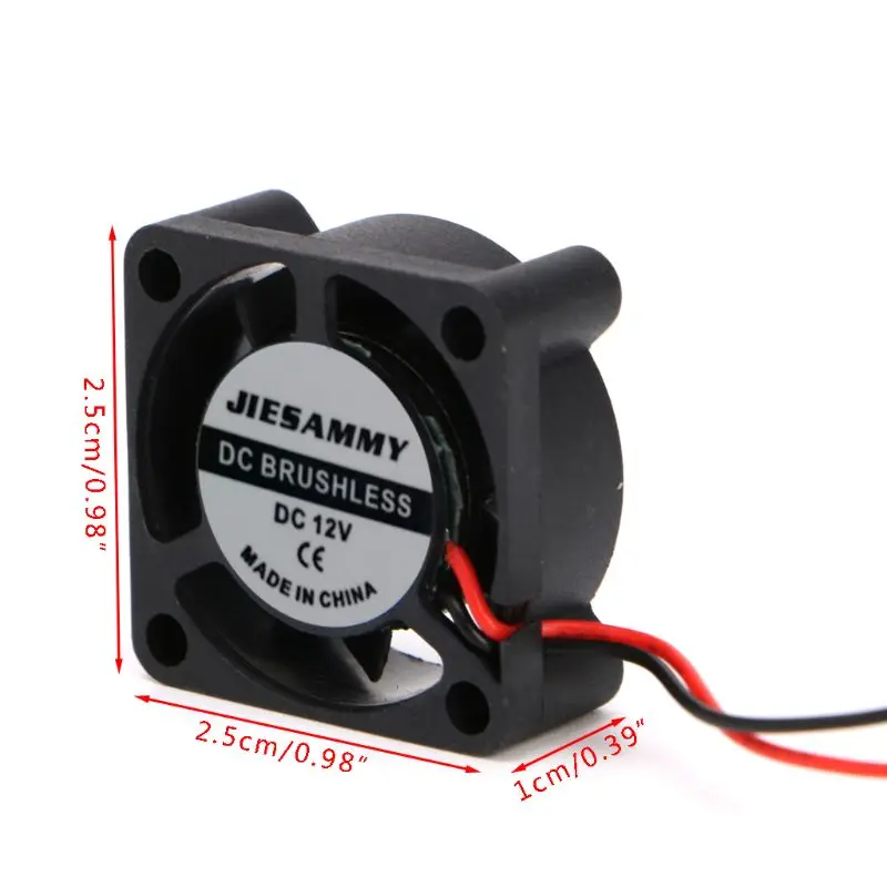 for DC 12V 2Pin Brushless Cooling Fan Quiet GPU Cooler Laptop Cooler Portable USB Powered 25x25x10mm