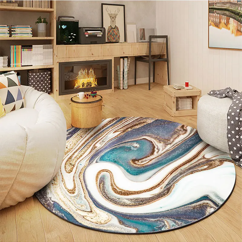 

Round Carpet in Luxury Style Stripes Checks Graffiti Floor Mat Living Room Kitchen Balcony Sofa Anti-slip Mat Decorative Items