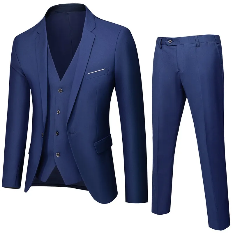 

Men's Slim Fit 2-Piece Suit Korean Style Business Blazer Pants Wedding Office