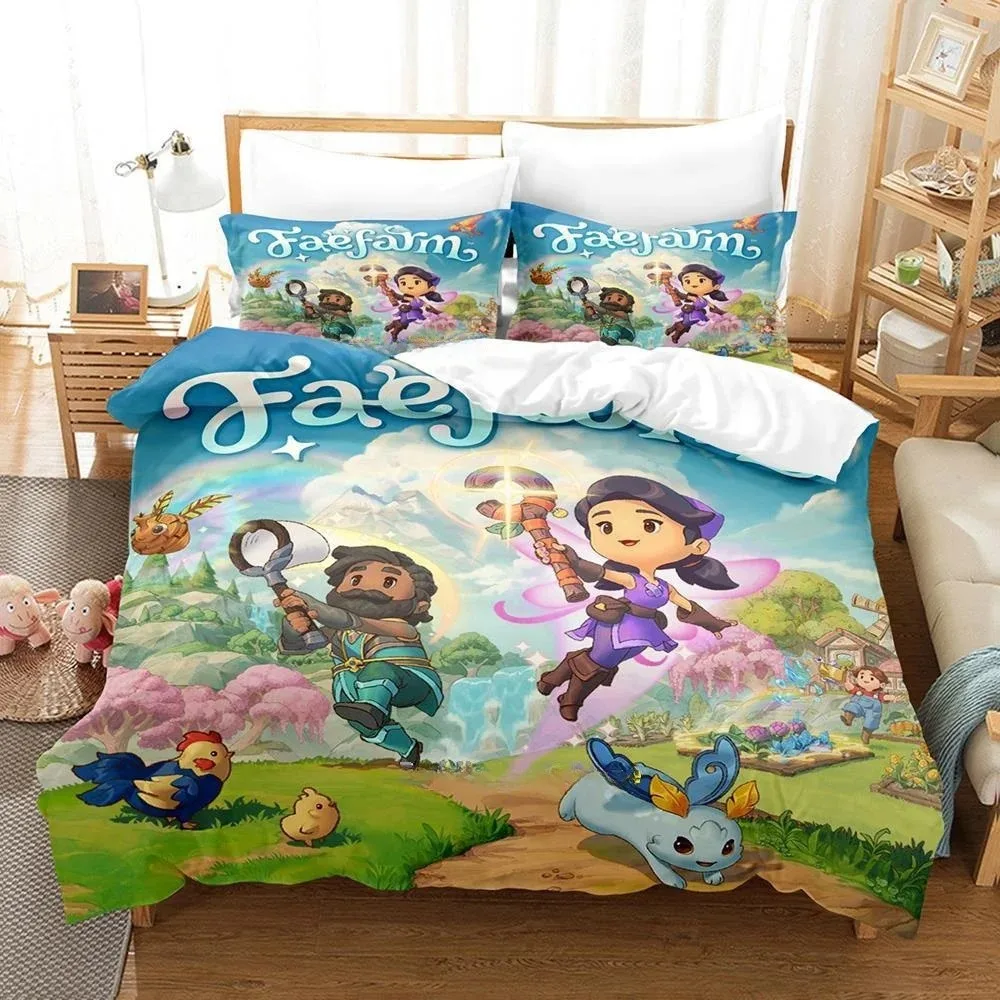 

New Fae Farm Bedding Set Single Twin Full Queen King Size Bed Set Adult Kid Bedroom Duvetcover Sets 3D Print Anime Bed Sheet Set