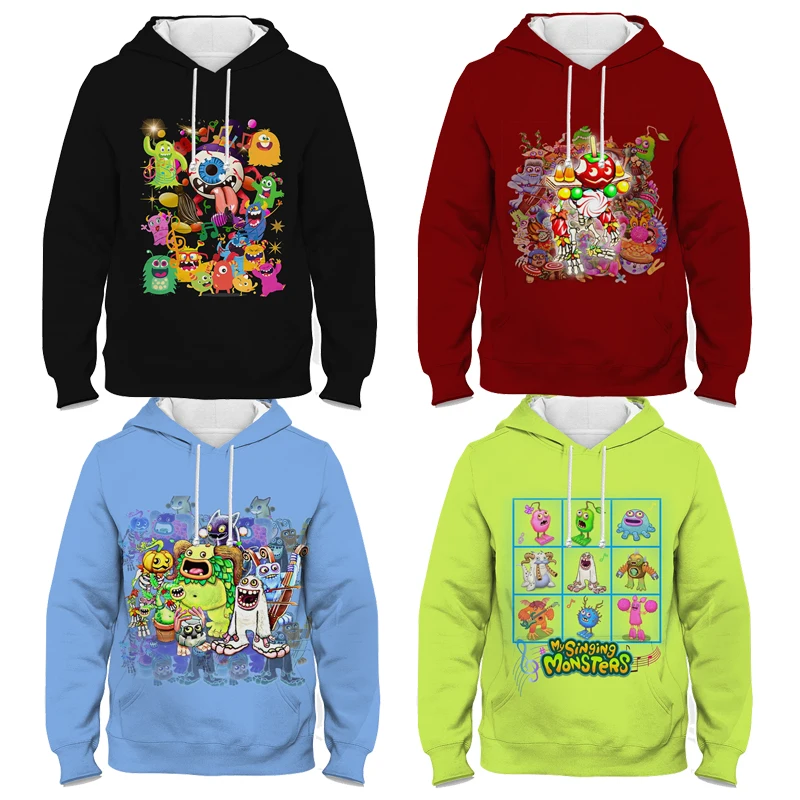 

Fashion My Singing Monsters Hoody Cartoon Stuffed Horror Game Trend Hoodies Sweatshirts Plus Fleece Pullover Hip Hop Streetwear