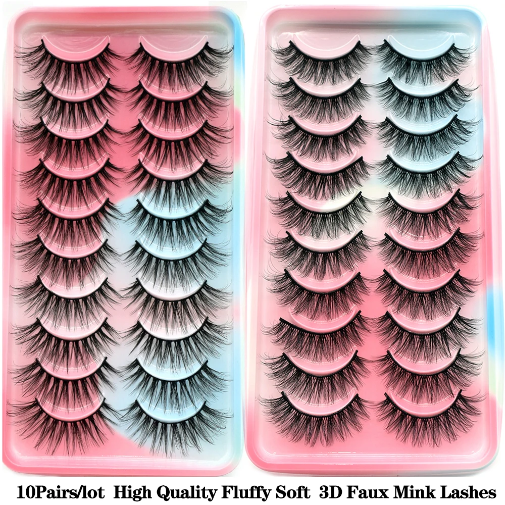 FOXESJI Makeup False Fake Eyelashes Wispy Soft Full 3D Faux Mink Lashes Fluffy Reusable Lash Extension Faux Cils Natural Lashes