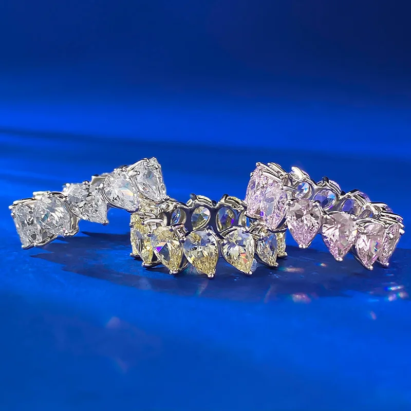 

Сияющее серебро U S925, полное 5*7 мм, грушевидная огранка, высокоуглеродистый диммонд, кольцо с драгоценными камнями, ювелирные изделия, годовщина свадьбы