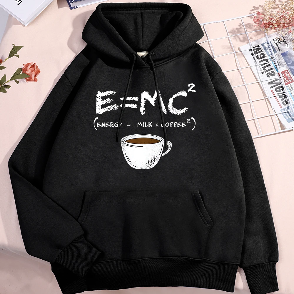 Sudadera con capucha con receta divertida de café y leche energética para mujer, ropa de Fitness bonita, sudadera holgada con patrón, jersey de otoño, Sudadera con capucha para pareja Y2K