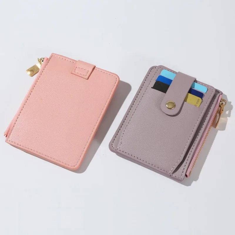 Fashion PU Leather Credit ID Card Holder High Quality Wallet With Coin Pocket Small Money Bag Zipper Coin Purse For Women Men