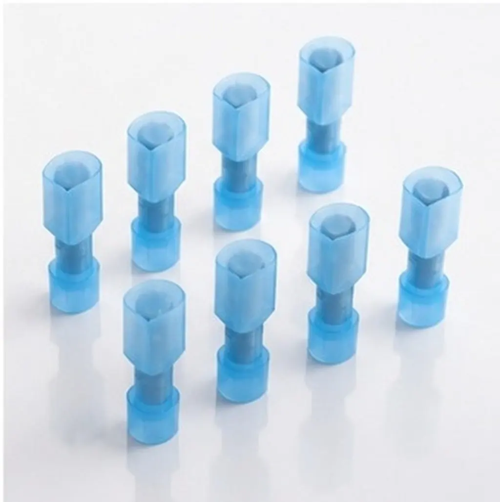 150Pcs Insulated Spade Connector 16-14 Awg Thick Tinned Brass Quick Disconnect Terminal with Translucent Tubing for DIY Auto