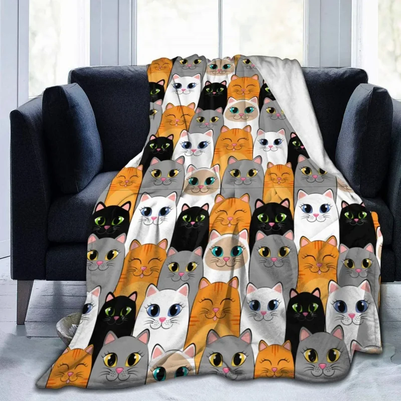 

Funny Cats Siamese Kittens Lightweight Flannel Fleece Soft Throw Blanket for Adults Teens Couch Bed Sofa Travel Camping 80"x60"