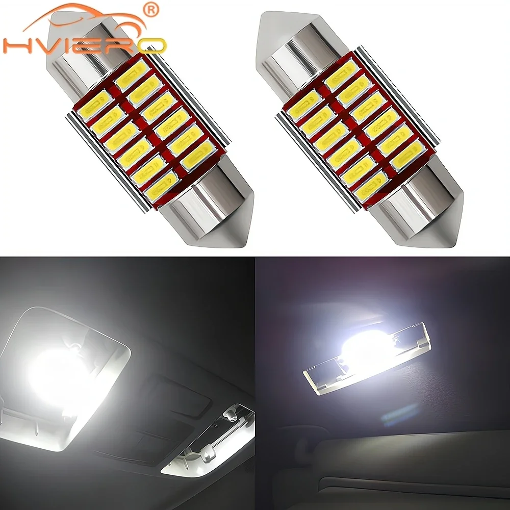 2PCS Car Read License Plate Trunk Good Cooling Lamp C5W C10W LED 12V Roof Infinity Dual Tip 4014 Patch 12/16/20/24SMD High Light