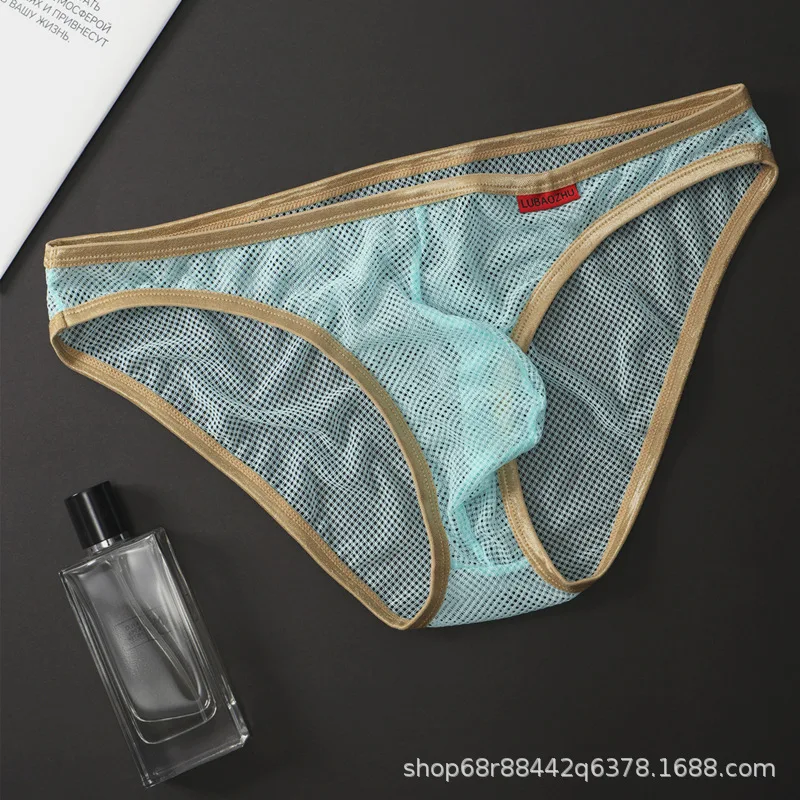 

Мужское сетчатое нижнее белье, летние дышащие, полностью прозрачные, однотонные, удобные эластичные трусы, эротические, U-образная выпуклая сумка, танга