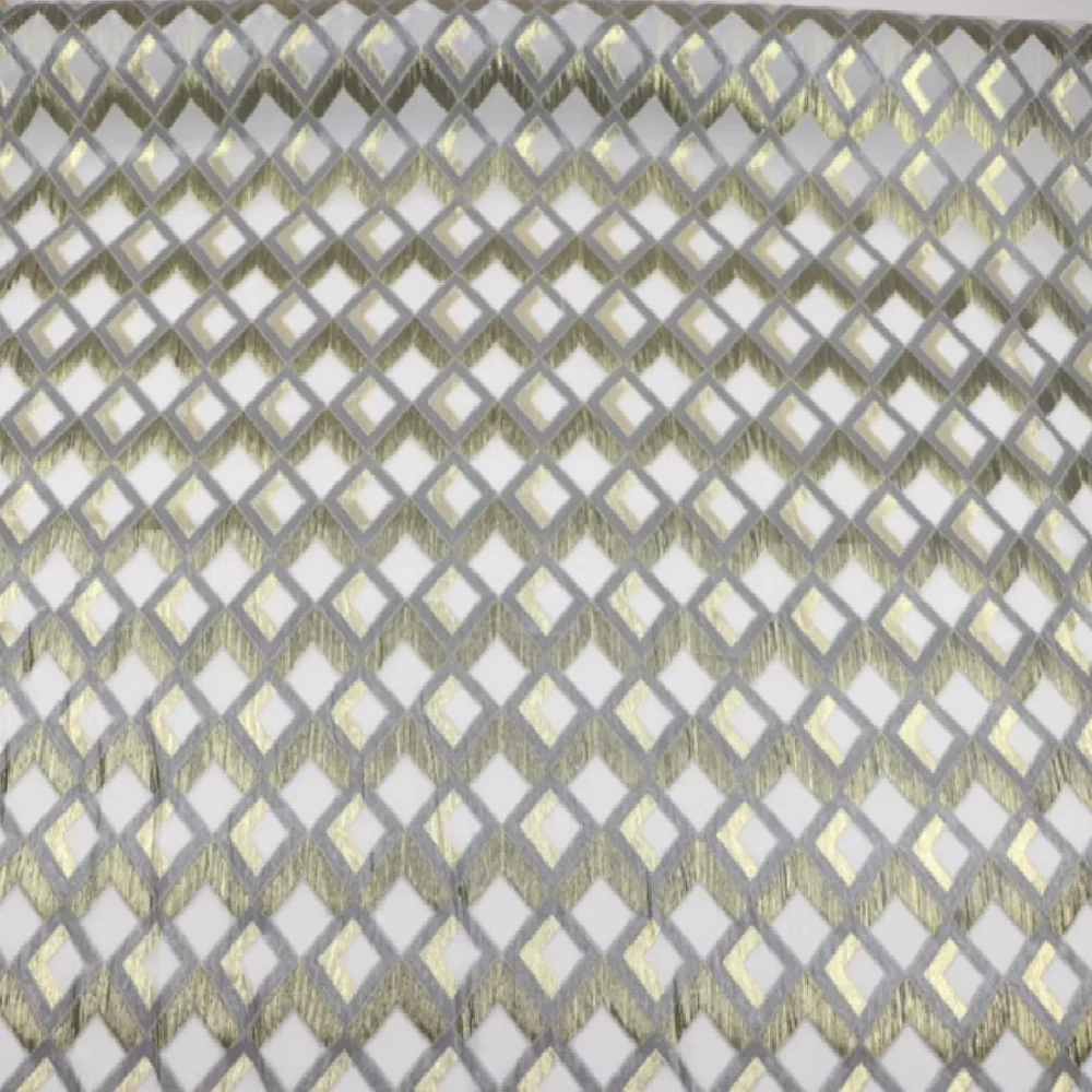 New Geometry Modern Nice Gold Shiny Jacquard Silk Metallic Fabric for Queen Fashion Holiday Party Dress Lurex Clothes