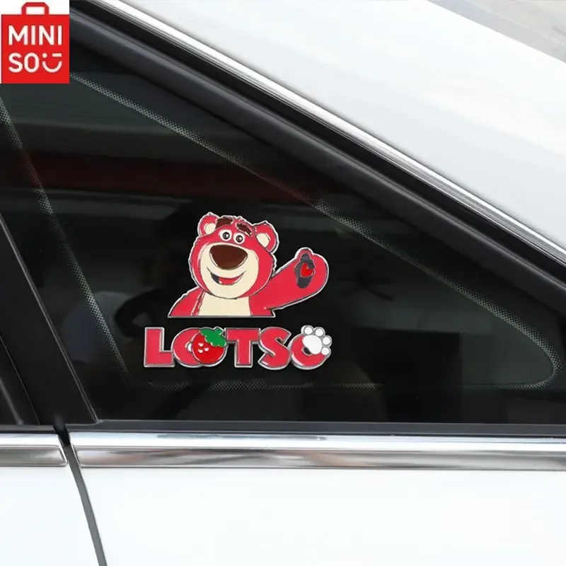 

MINISO Disney Strawberry Bear Car Cartoon Car Tail Three-Dimensional Metal Sticker Decorative Side Label Body Sticker Exterior