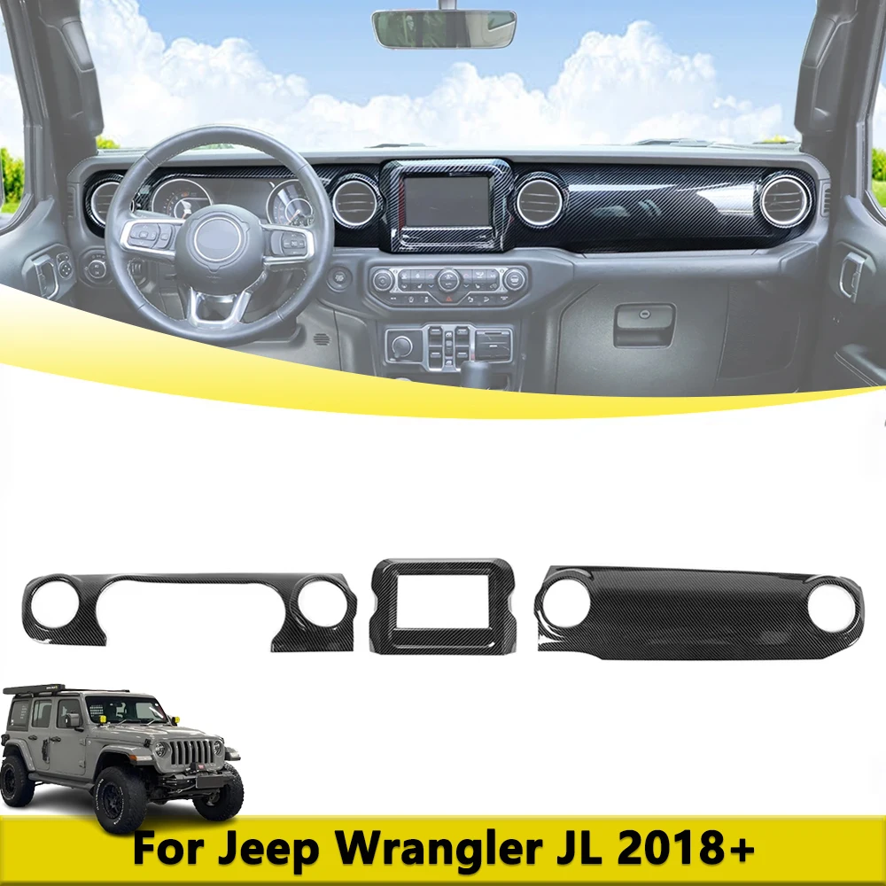 

Center Console GPS Screen Dashboard Decoration Cover Trim for Jeep Wrangler JL 2018-2023 Carbon Fiber Interior Car Accessories