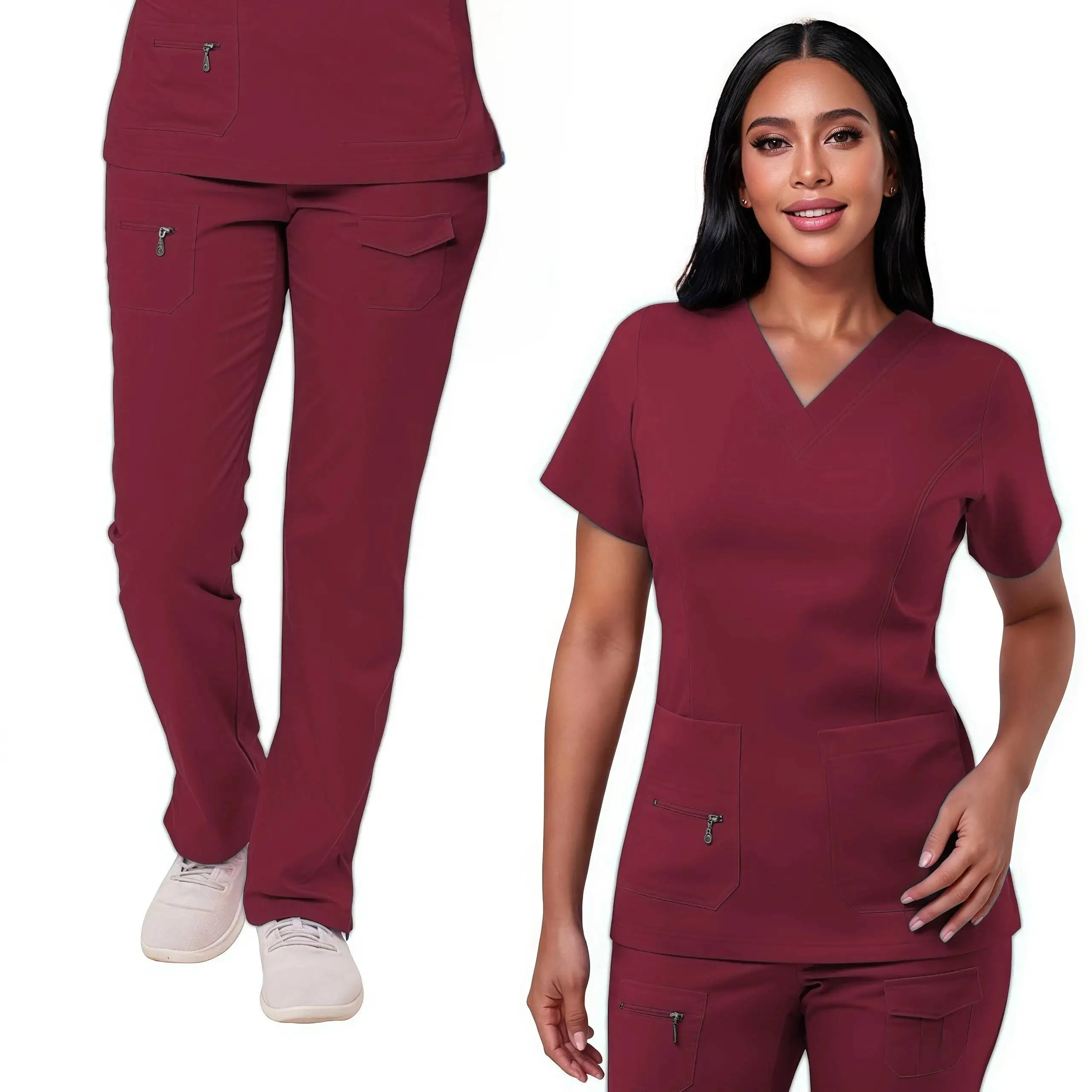 Atacado conjunto de esfoliantes médicos moda respirável uniformes hospitalares manga curta tipo jogger conjuntos de esfoliantes de enfermeira