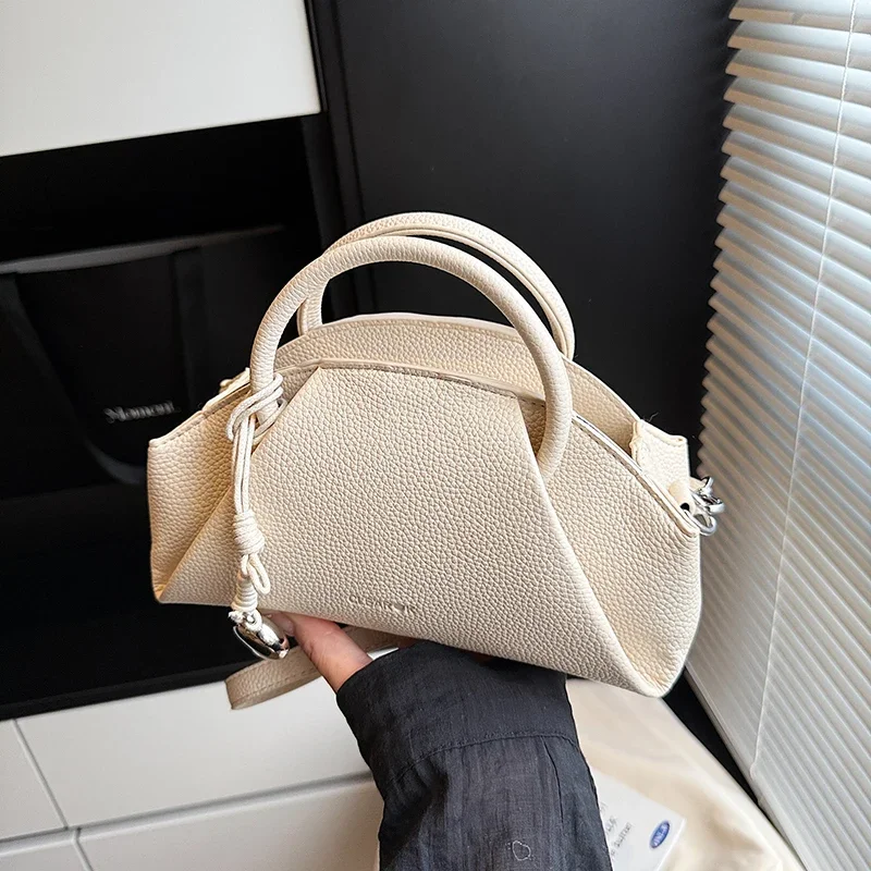 

Lichee Pattern Crossbody Women's Bag Solid Color Pu Leather Hobo Handbag Fashion Lady Brand Pleated Cloud Evening Clutch Bag