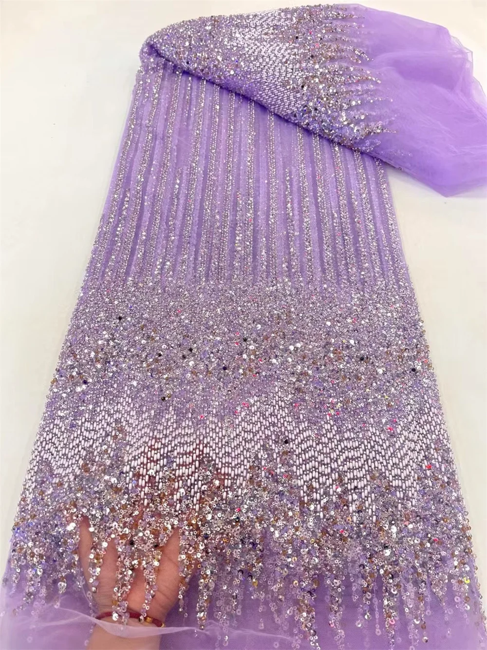 Nigeriano Lantejoula Tecido De Renda Para Mulher Vestido, Mão Frisada Tecido De Renda, Luxo Francês Bordado Beads, A59-2, Mais recente, 2024