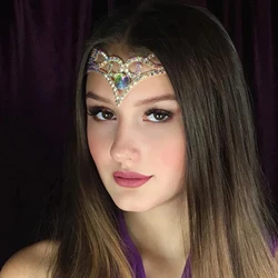 Fashion AB Rhinestone V Shape Forehead Chain Headband Hair Jewelry for Women Party Crystal Headband Tiara Wedding Accessories