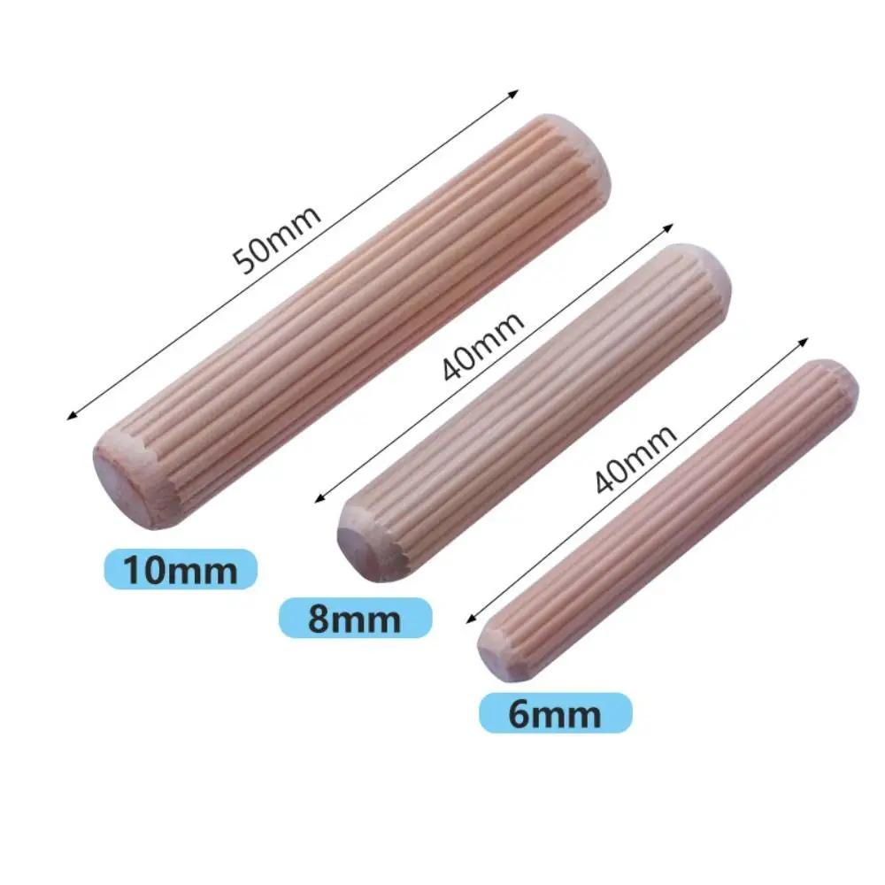 100Pcs 6/8/10mm Wooden Dowel Pins Fluted Needle Bolt Round Cork Wood Nails Carvings Bed Drawers Furniture Splicing Accessories
