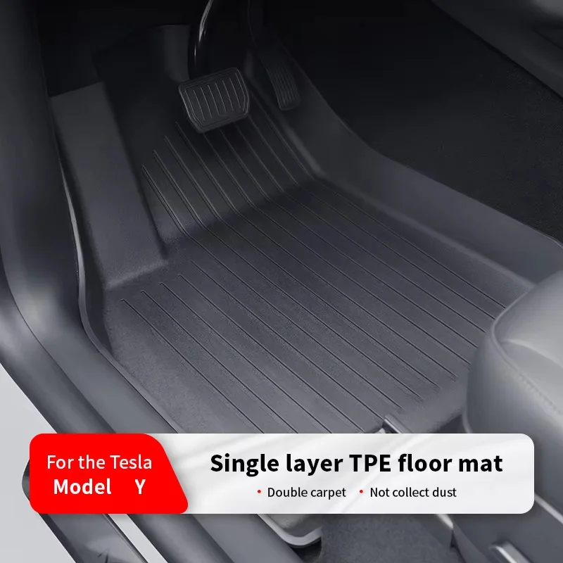 For Tesla Model Y  3PCS Master and copilot and back row Floor Mats Absorbent plastic waterproof foot pad TPE