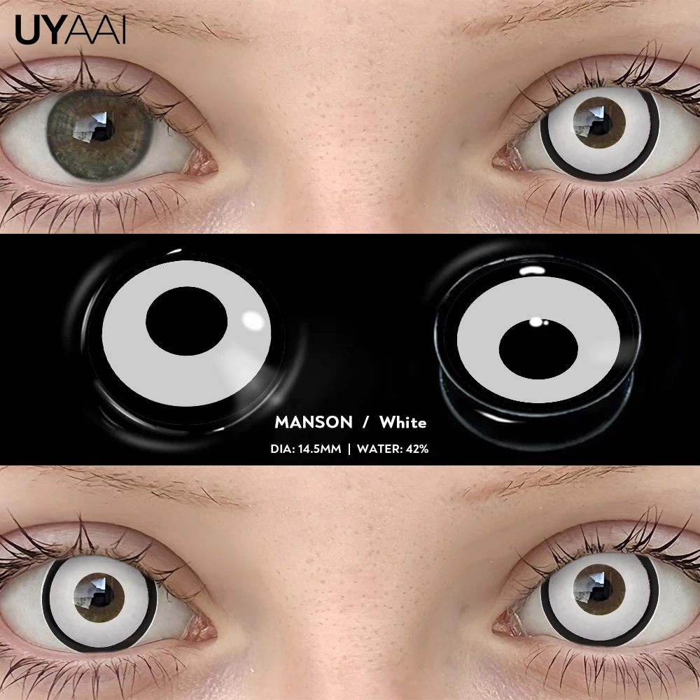 UYAAI Kontaktlinsen Cosplay Farbe Kontakt Make-up Schwarze Linsen Kosmetik Frau Cosplay Halloween Grüne Kontaktlinsen Rote Linsen