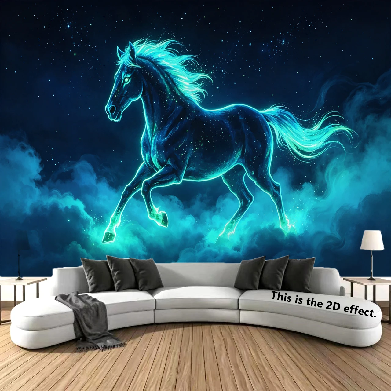 Glowing Neon Galaxy Horse Background Cloth Hanging Cloth Bedroom Bedside Decorative Wall Cloth Dormitory Tapestry