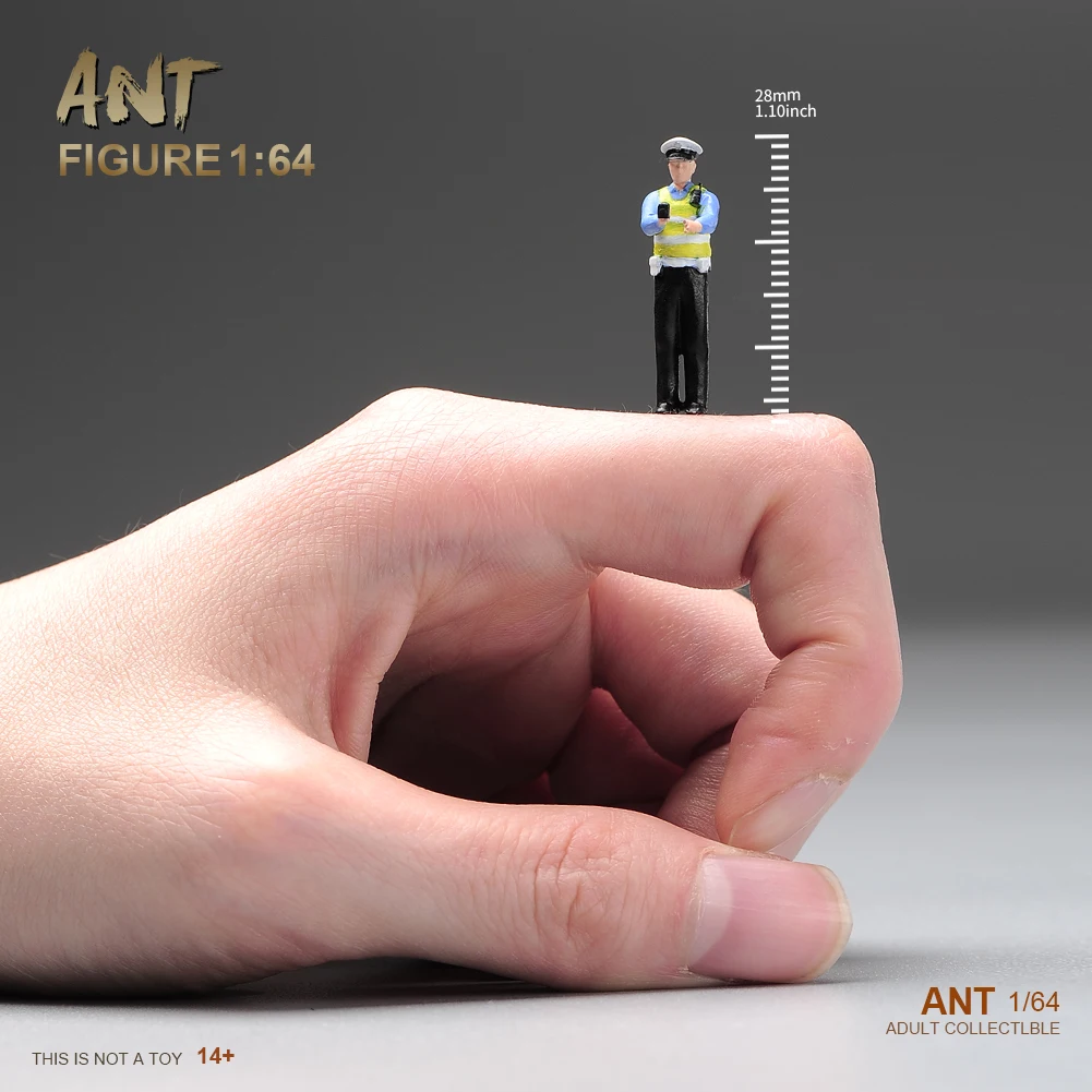 1/64 Traffic Policeman Ticket Man Mini Scene Doll Figures Model Painted Unpainted Action Figure Dolls For Cars Vehicles Toys