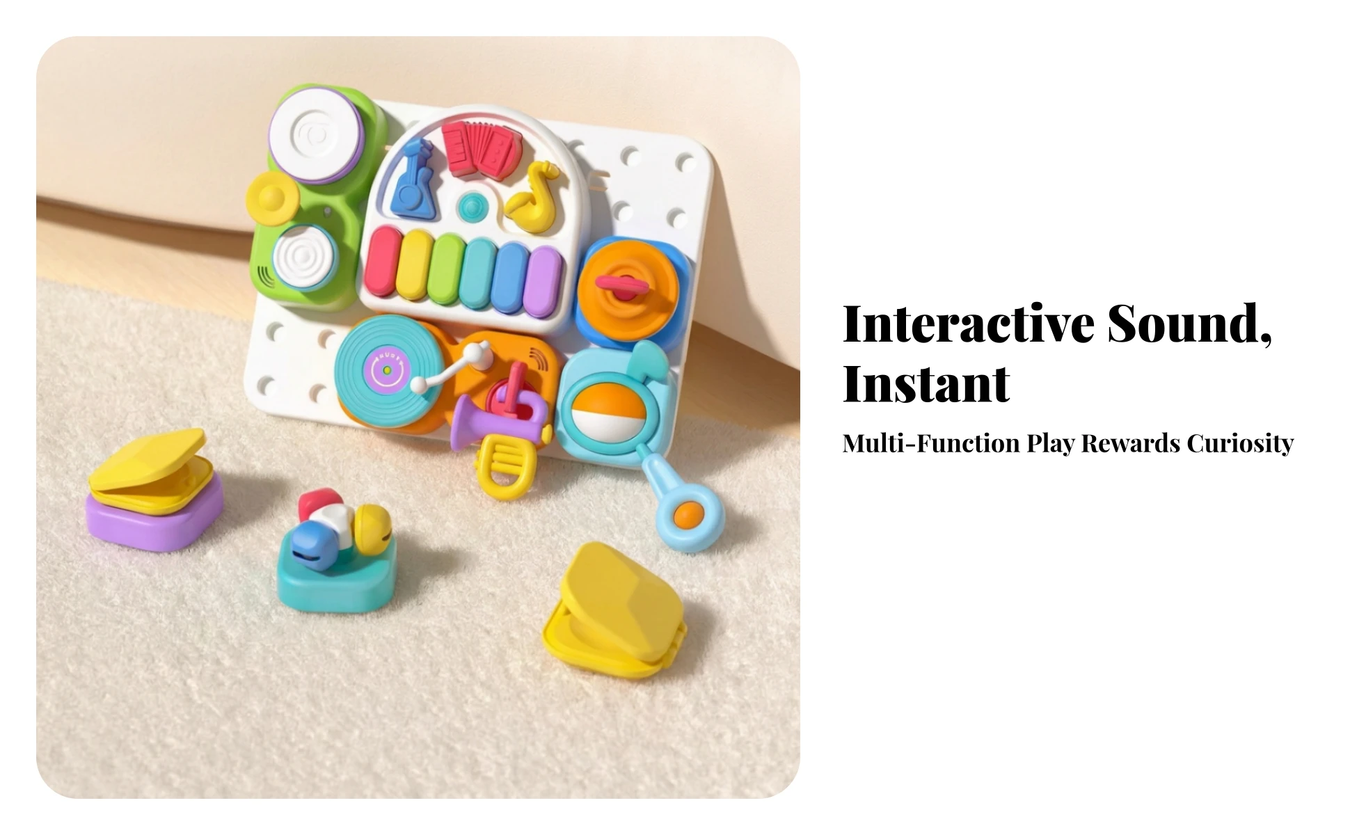 Musical Busy Board with Stand Fine Motor 7-in-1 Musical Toy Board Detachable Portable for Toddlers, Playroom, Nursery Musical Busy Board with Stand Fine Motor 7-in-1 Musical Toy Board Detachable Portable for Toddlers, Playroom, Nursery