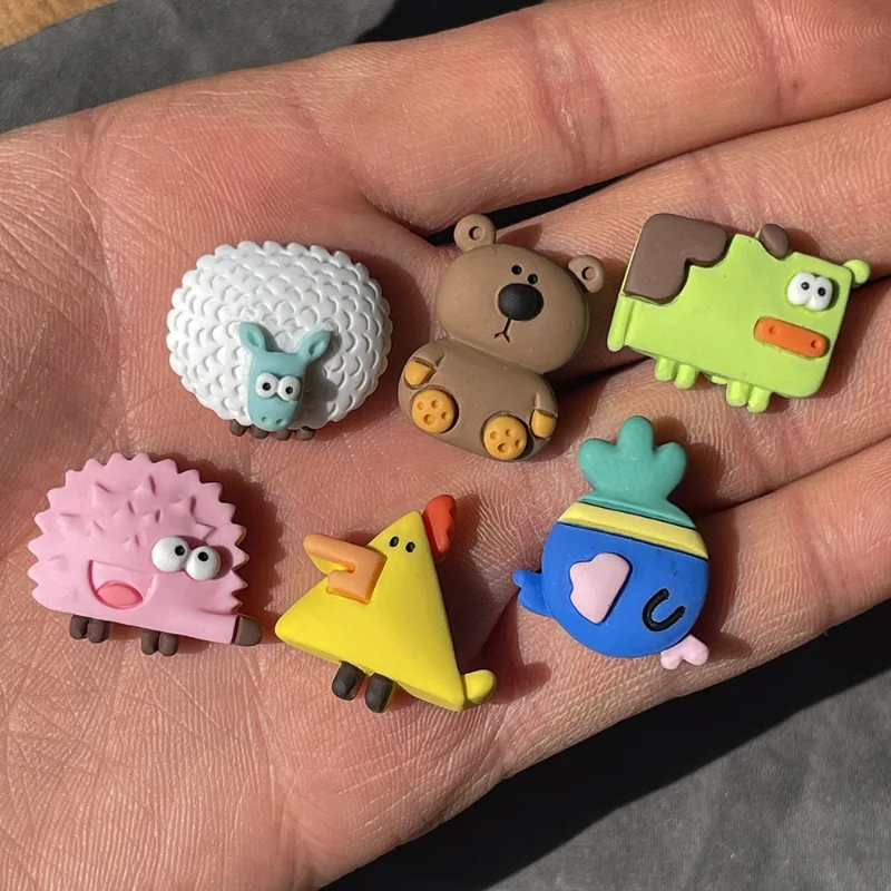 6pcs Kawaii Animals Sheep Hedgehog Resin Charms Flatback Scrapbooking Tool and Accessories Craft Supplies