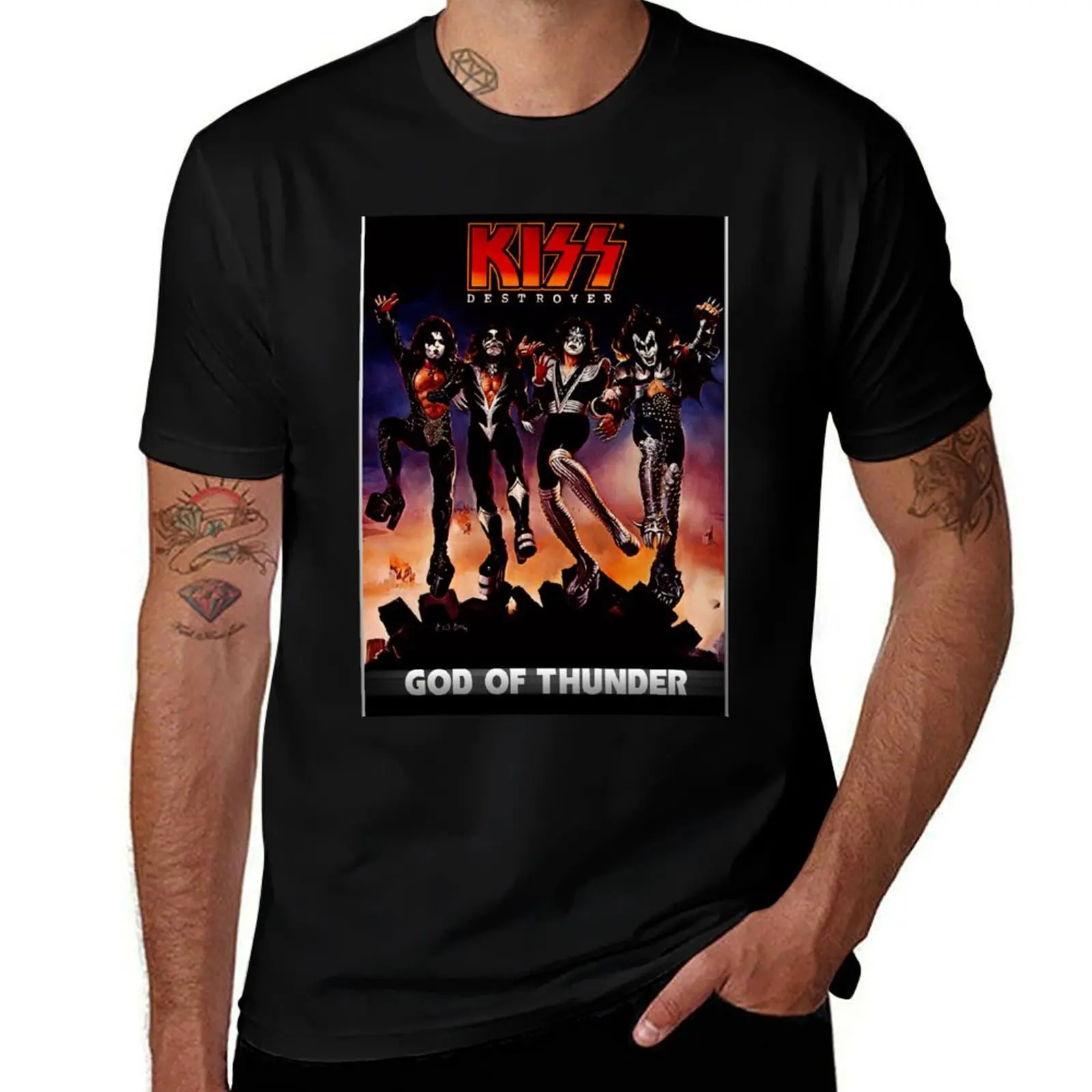 

KISS  the band - Destroyer - God of Thunder T-Shirt Work Wear Simple Tee Shirt