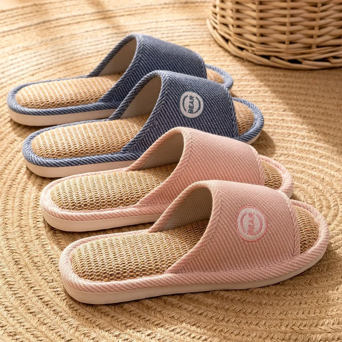 Neue Leinen Hausschuhe Hause Atmungsaktive Frauen Männer Rutschen Innen Paare Anti-slip Schuhe Weiche Flip-Flops Sommer Sandalen Komfort wohnungen