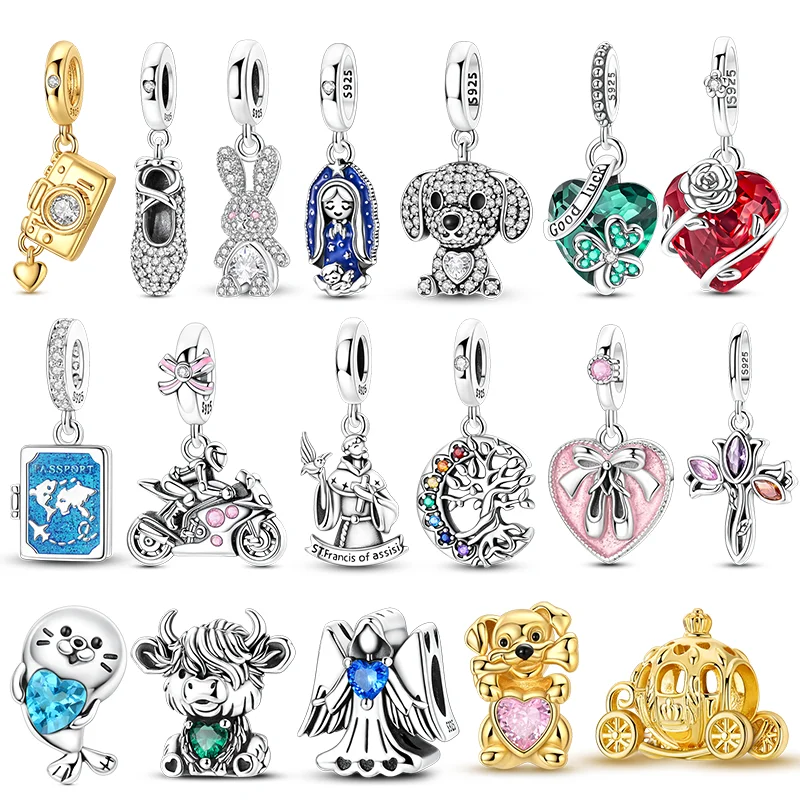 925 Sterling Silver Charms Beads Passport Dog Shoes Dangle Fit Original Bracelet Women Jewelry Gift DIY