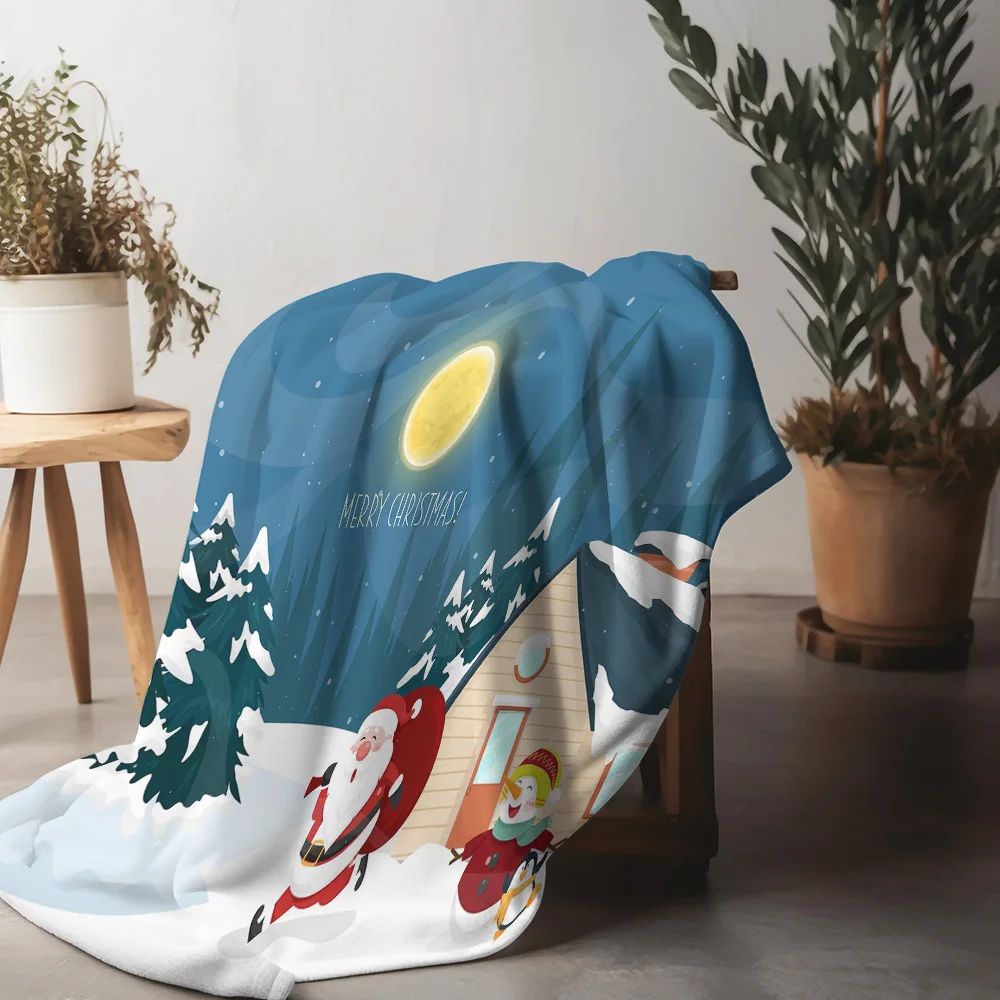 

Tuniu Рождественское одеяло с принтом Санта-Снеговика, диван-кровать, декоративное одеяло для гостиной