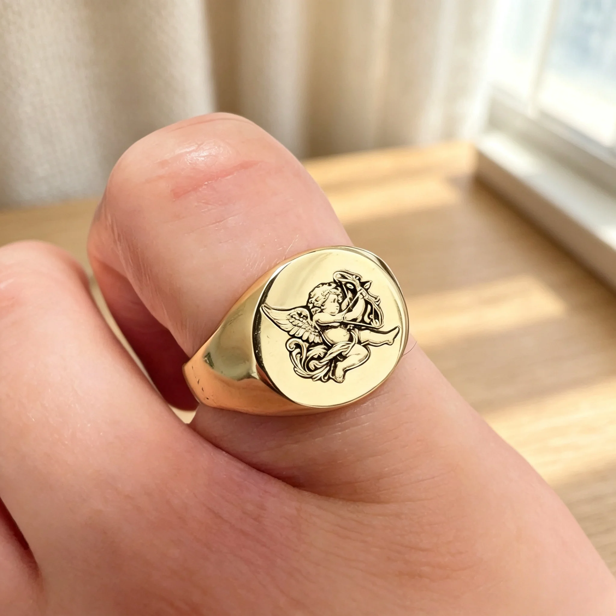 Customized Signet Ring Engrave Name Logo Photo Personalized Stainless Steel Round Men Women For Family Wedding Personalized Gift