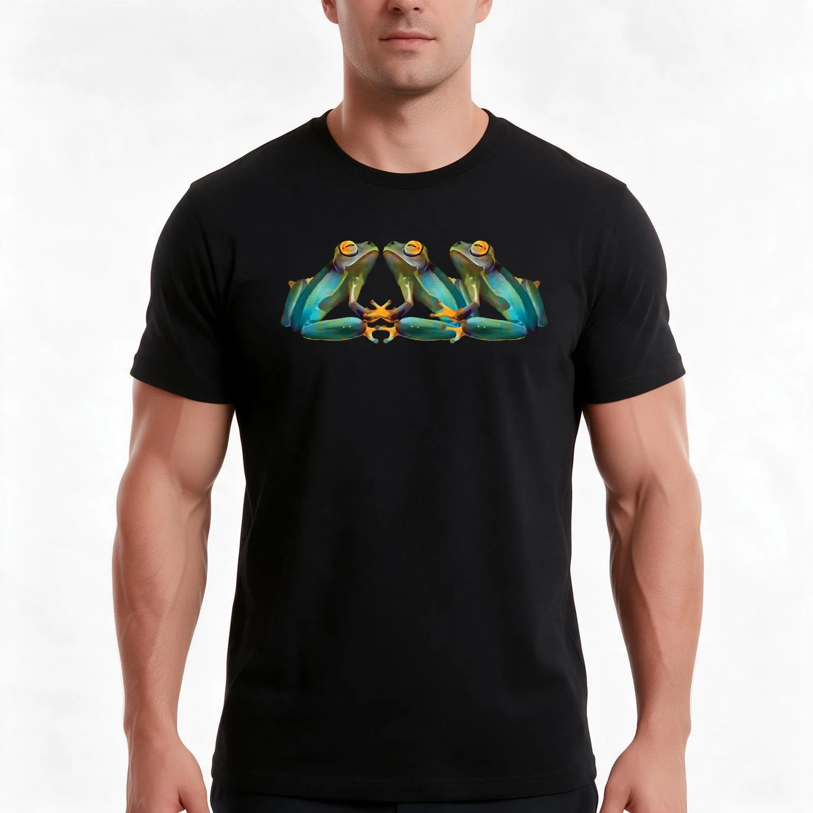 Enchanted Frogs T-Shirt, Summer Casual Cotton Tee, Oversized Streetwear Tops, Vintage Graphic Print, Loose Fit Short Sleeve