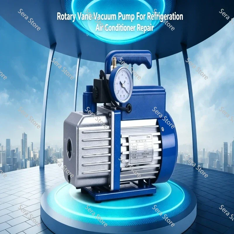 Rotary Vane Vacuum Pump Single Stage 1-6L for Air Conditioner Refrigerator Service Refrigerant Evacuation Pump