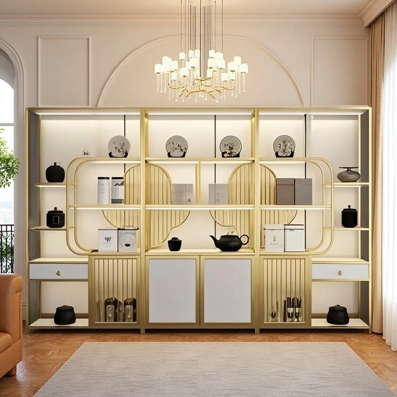DSA light luxury Chinese-style Bogu frame ornament decorative cabinet Duobao Pavilion office wrought iron shelf tea display