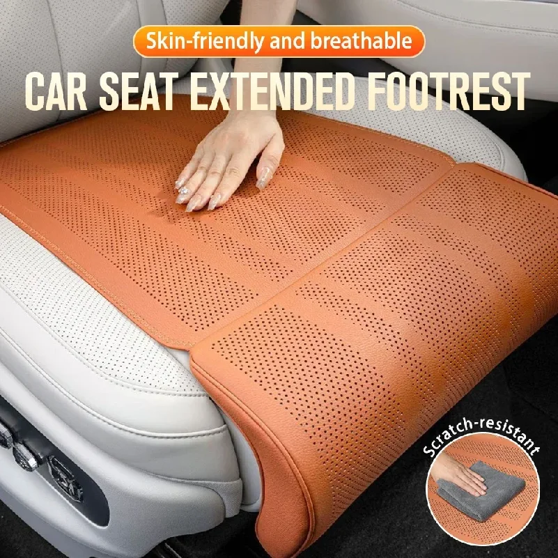 

Universal Leather Car Seat Cushion Cover with Backrest Leg Support Perforated Beathable Mats Driver Passenger Extended Backrest