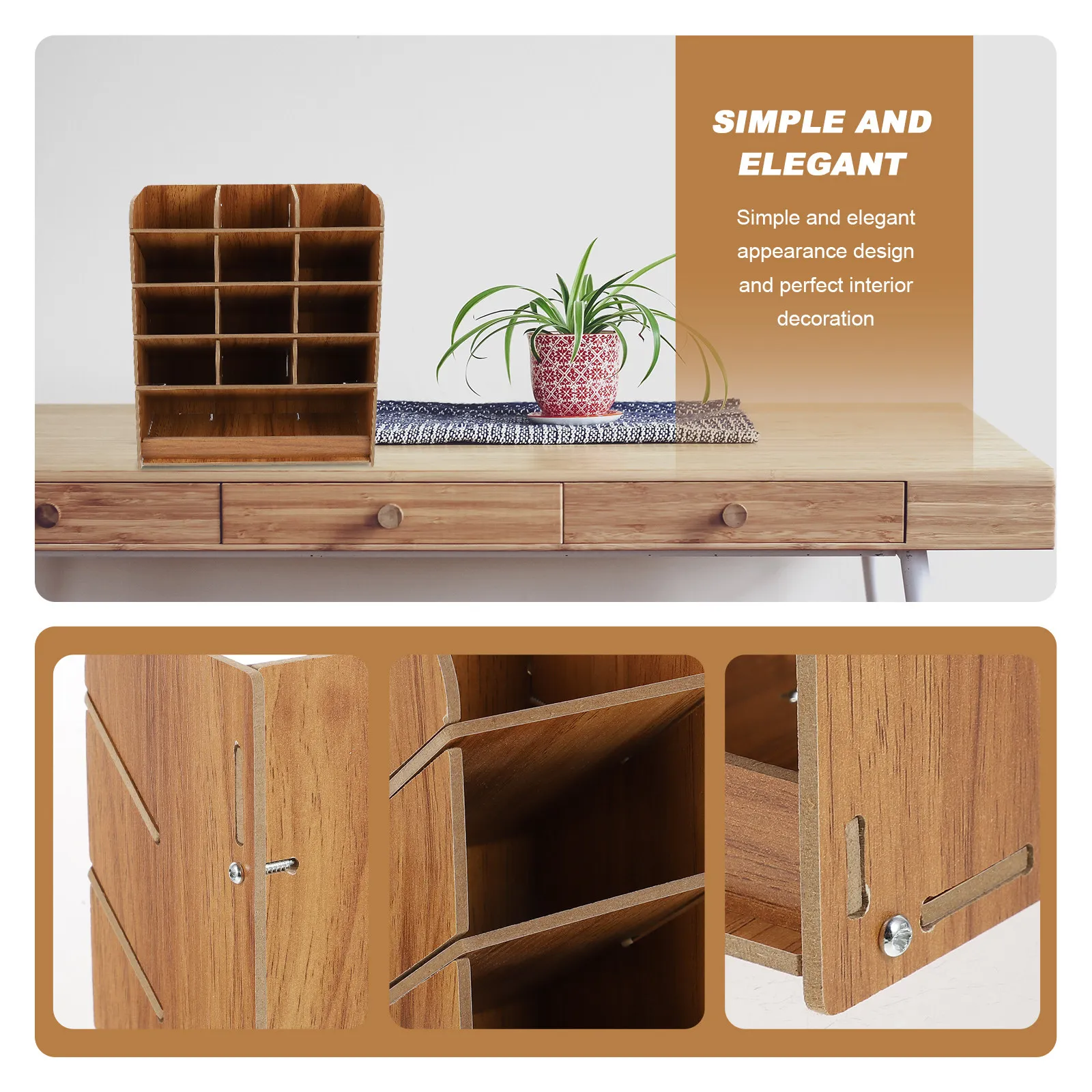 

Multi-Grid Creative Pen Holder Natural Wood Desktop Organizer Large Capacity Office Stationery Storage Box Pencil Case Study