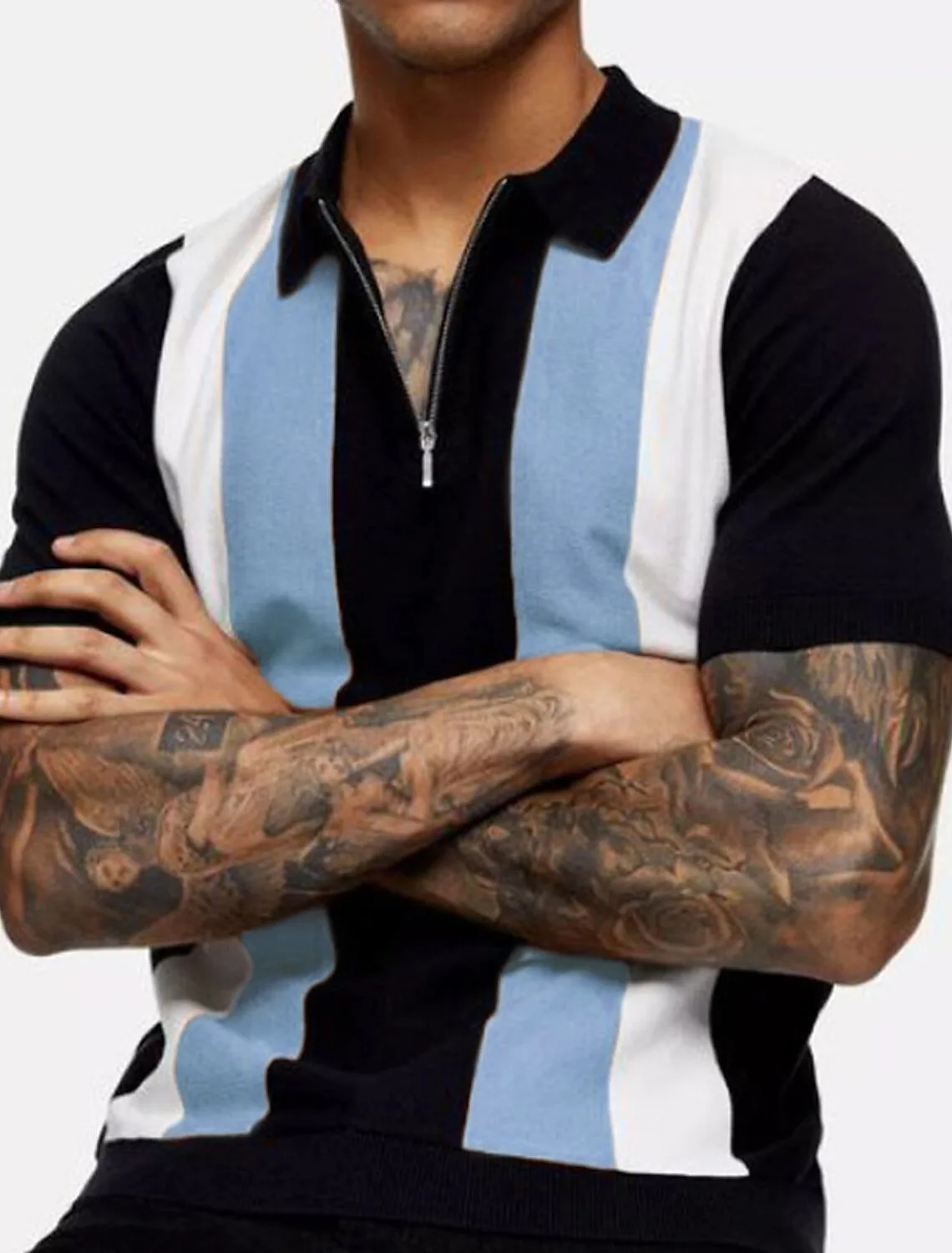 

Men's Zip Polo Polo Shirt Outdoor Street Turndown Quarter Zip Short Sleeve Fashion Casual Striped Casual Daily Wear Men's tops