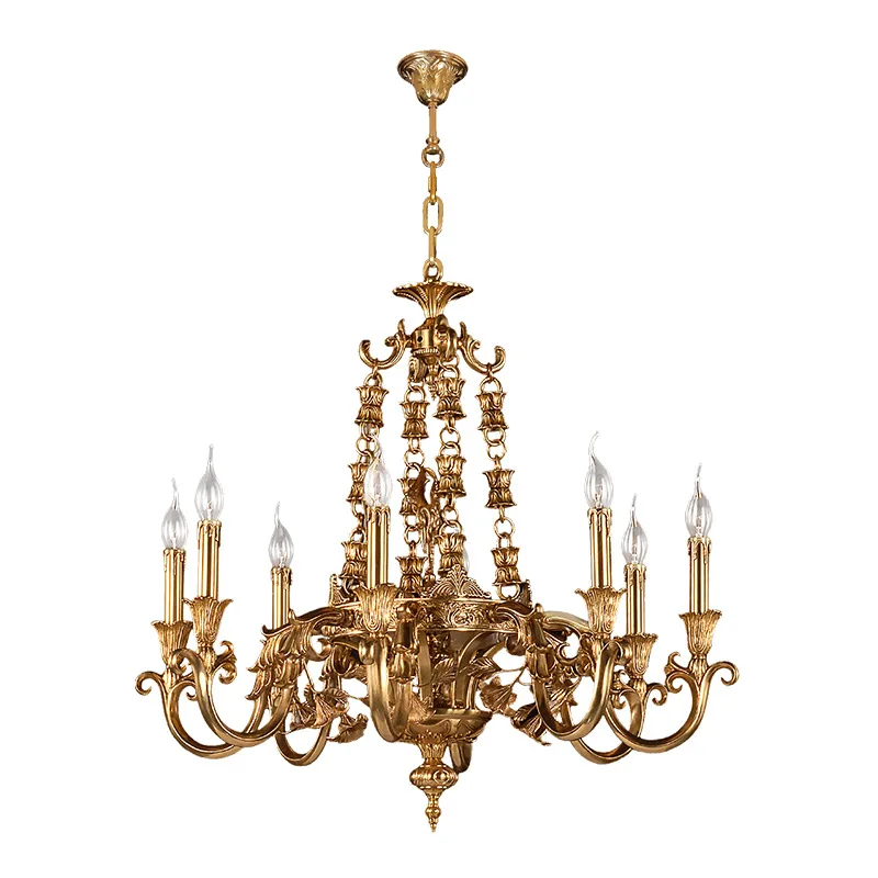 

French full copper chandelier, vintage living room dining room bedroom study