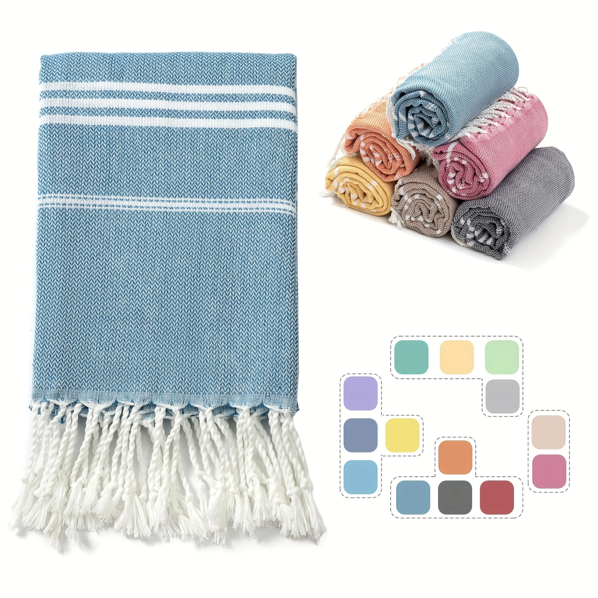 Turkish Beach Towel 90*180CM Sauna Spa Gym sports Fitness Fringed Bath Towel kitchen Soft Absorbent Quick drying towels