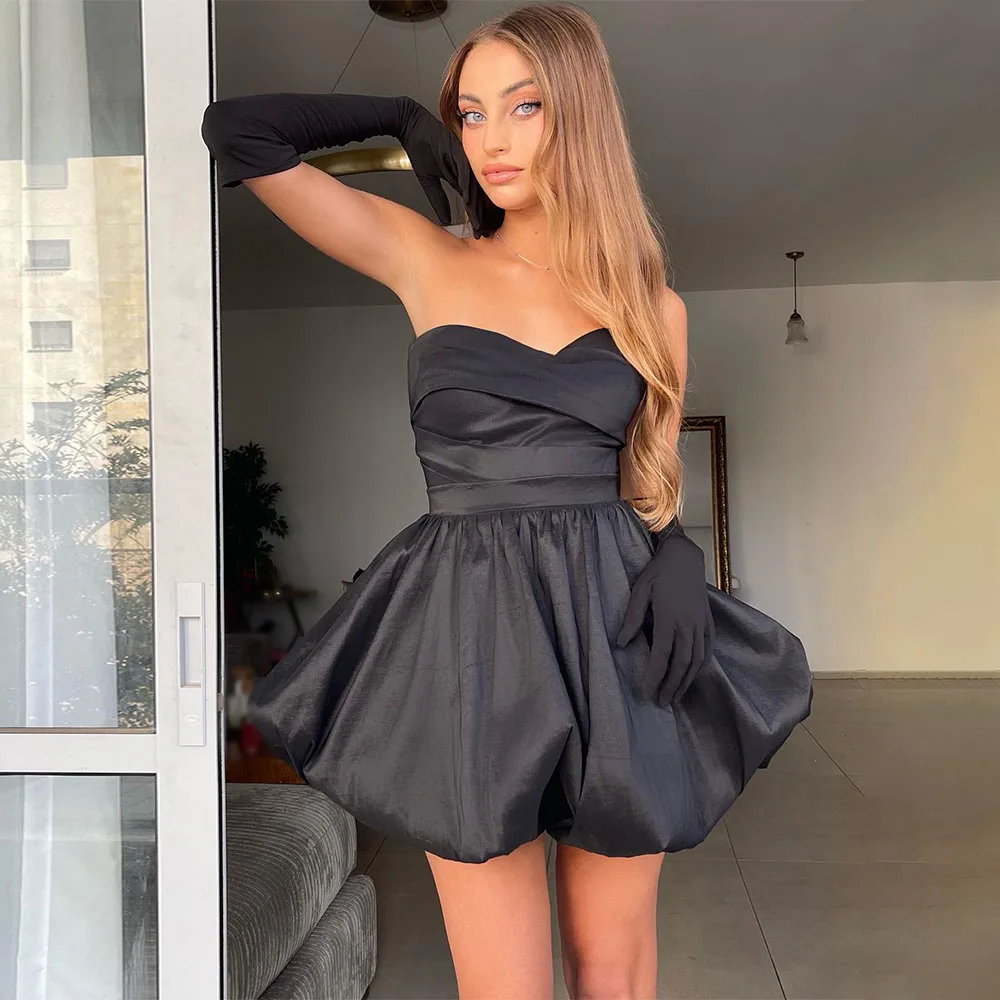 Cocktail Dresses Black A Line Sweetheart Short Homecoming Dress for Youth Backless Belt Evening Party Gowns Mini 2023