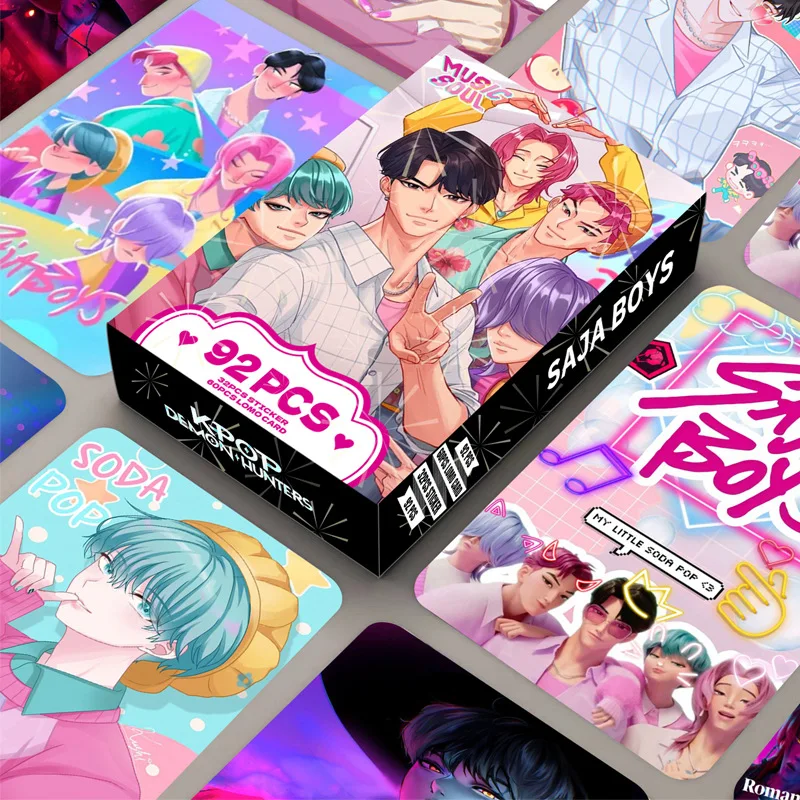 

50pcs K-POP Saja Boys Holographic LOMO Cards - Demon Hunters Double Sided Photocards with Stickers, Anime Collectible Gifts