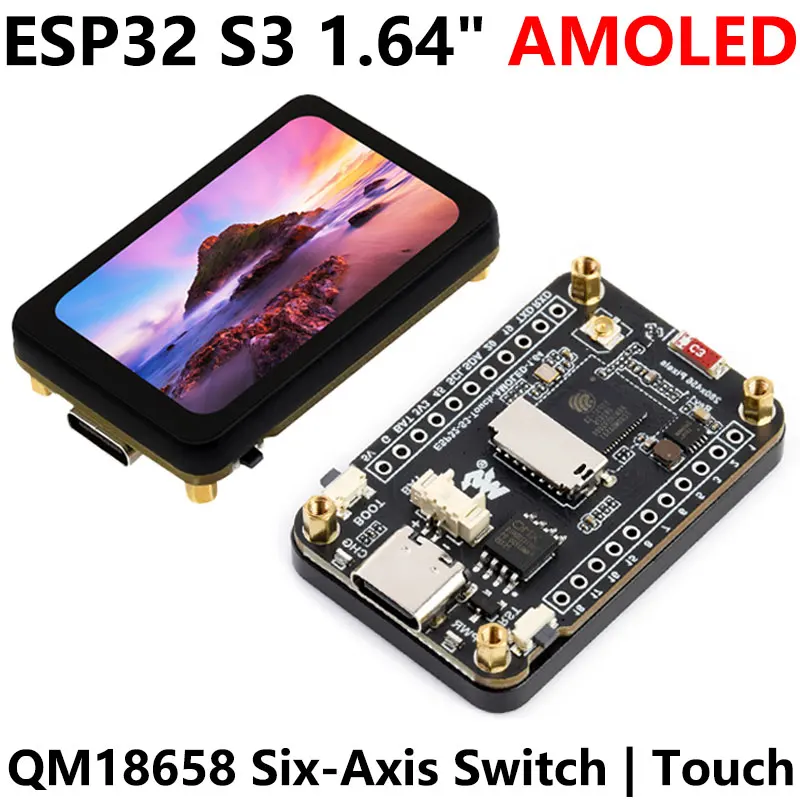 ESP32 S3 Development Board 1.64inch TouchScreen 1.64 inch AMOLED Display  For Arduino LVGL With SD-Port/ QMI8658C 6-Axis Sensor