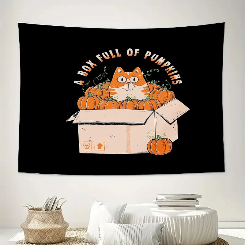 Autumn Pumpkin Tapestry Fall Harvest Home Decor Thanksgiving Festival Wall Hanging Dorm Room Decor Cozy Vibes Aesthetic Room Dec