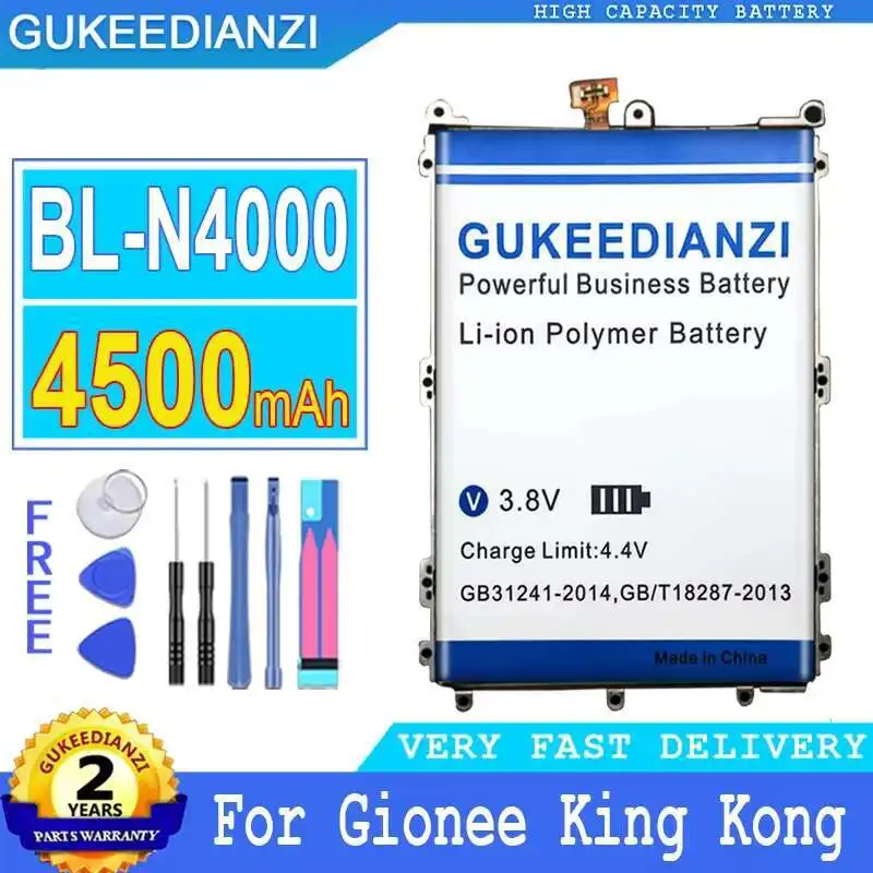 Быстрая зарядка, надежная мощность для Gionee King Kong Elife GN5001 GN5001S V187 BL-N4000, 4500 мАч, аккумулятор для мобильного телефона
