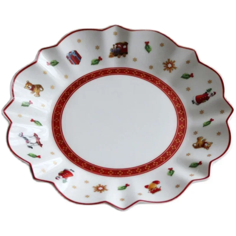 German Treasure Hard Porcelain Christmas Toy Joy Multi-Angle Dinner Plate Christmas Cup Saucer Bowl Candlestick