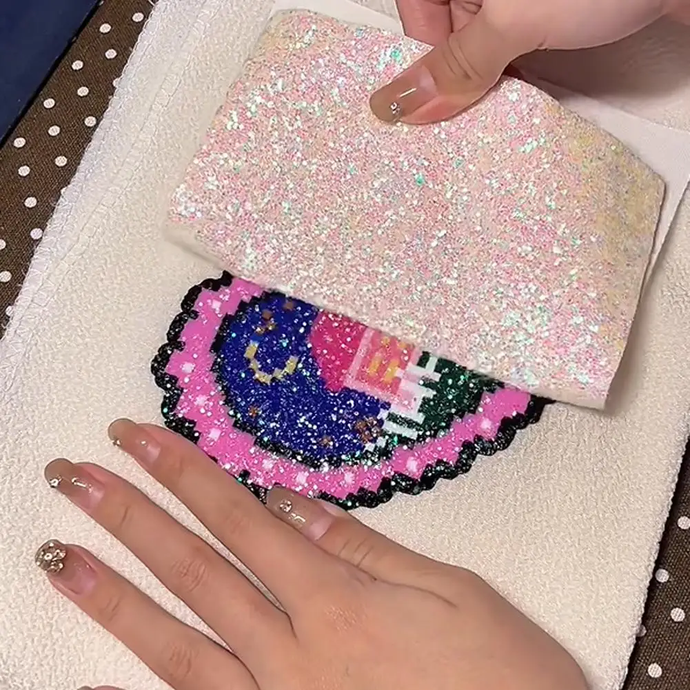 Handmade Fuse Beans Glitter Baking Cloth Reusable Flash Ironing Cloth Heat Press Paper Heatproof Mat Strawberry DIY Handmade