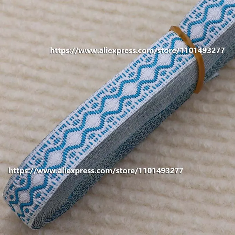 1cm 7 Yards Jacquard Ribbon Ethnic Lace Trim Embroidered Woven Webbing Tape for Sewing and Crafting Decorative