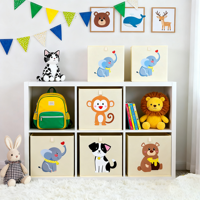 Cartoon Square Foldable Fabric Storage Box Children's Toy Storage Cube Organizer for Kids Nursery Bedroom Playroom Living Room